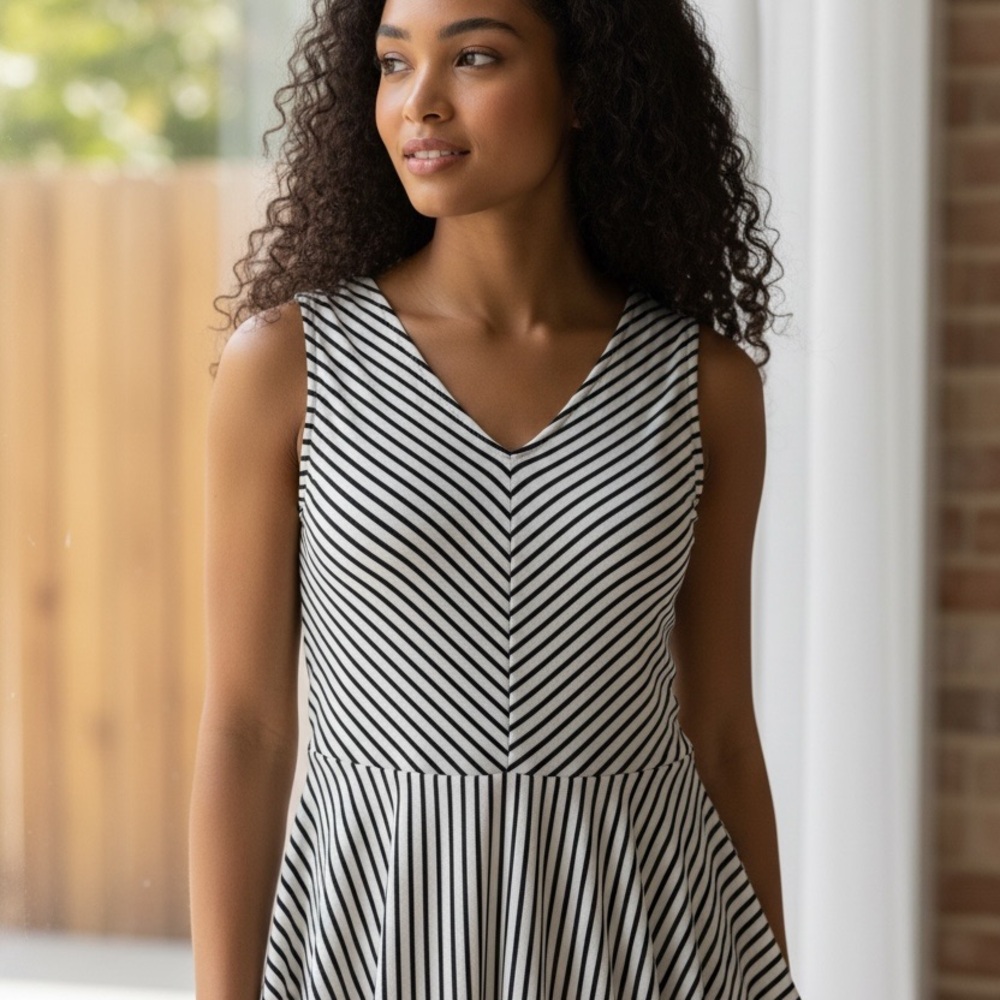 NWT Cable & Gauge Black and White Striped Tank Top